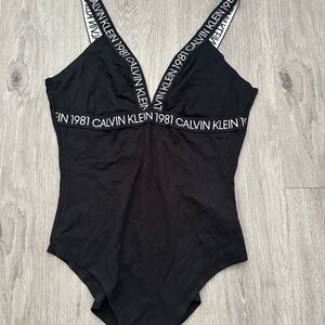 Calvin Klein Black V-Neck Bodysuit